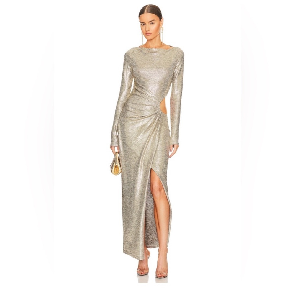 Revolve Long Sleeve Silver Dress